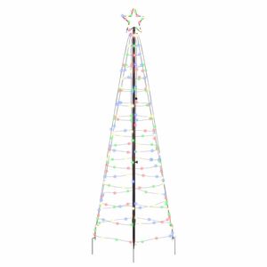 vidaXL LED Julgran med markspikar Flerf&auml;rgsdesign 250 cm J&auml;rn