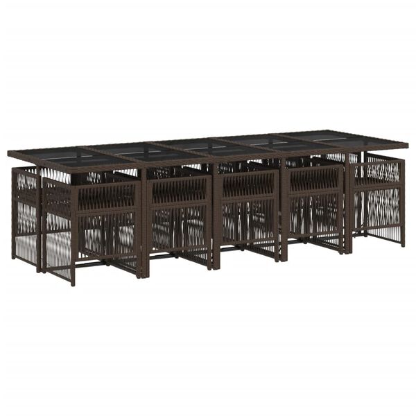 vidaXL Matgrupp f&ouml;r tr&auml;dg&aring;rden 11 delar brun konstrotting