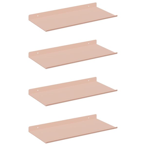 vidaXL Flytande hylla V&auml;ggmonterad 4 pcs Rosa 40 x 18 x 2,5 cm St&aring;l