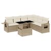 vidaXL Matgrupp f&ouml;r tr&auml;dg&aring;rden med dynor 7 delar beige konstrotting