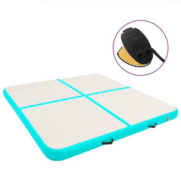 vidaXL Uppbl&aring;sbar gymnastikmatta med pump 200x200x10 cm PVC gr&ouml;n