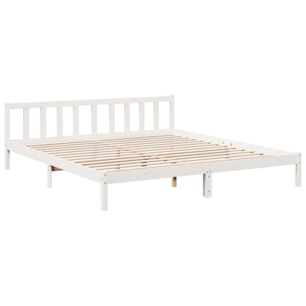 vidaXL Sängram utan madrass extra lång vit 200x210 cm massiv furu