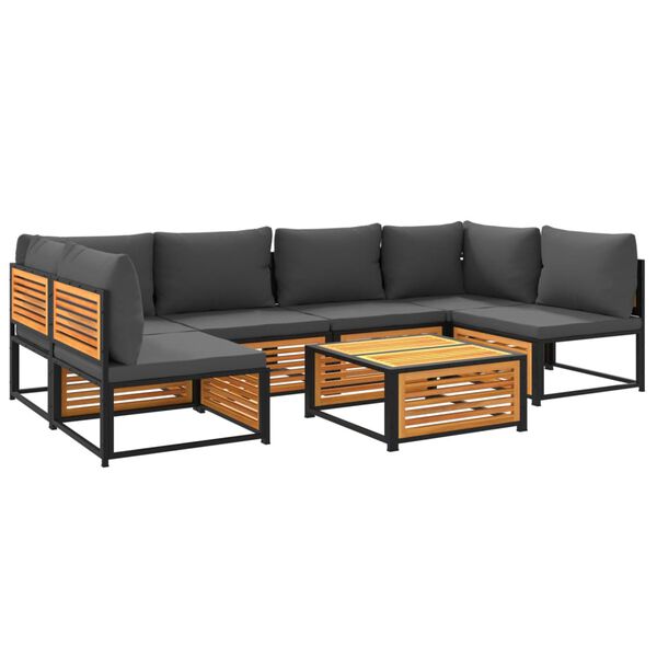 vidaXL Soffgrupp f&ouml;r tr&auml;dg&aring;rden med dynor 7 delar massivt akaciatr&auml;