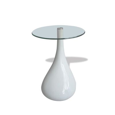 vidaXL Soffbord 2 st med rund bordsskiva glas högglans vit