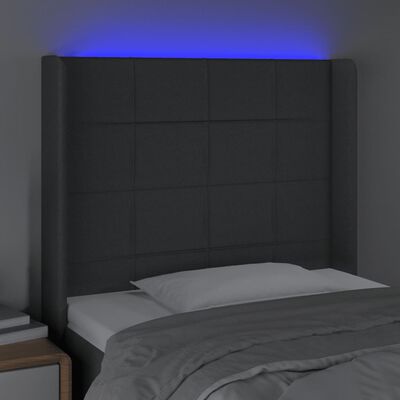 vidaXL Sänggavel LED mörkgrå 93x16x118/128 cm tyg