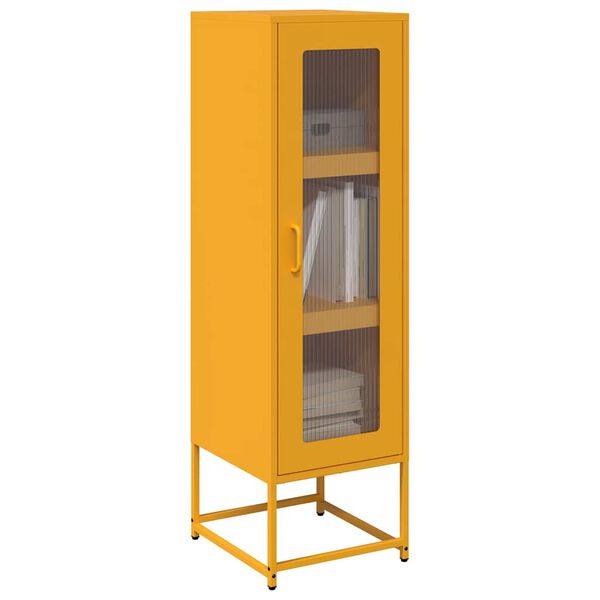 vidaXL Highboard senapsgul 36x39x123 cm kallvalsat st&aring;l