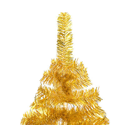 vidaXL Belyst plastgran med kulor guld 150 cm PET