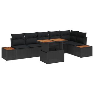 vidaXL Tr&auml;dg&aring;rdsm&ouml;belset med kudde 7 pcs Svart och Brunt