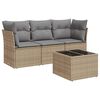 vidaXL Soffgrupp f&ouml;r tr&auml;dg&aring;rd med dynor 4 delar beige konstrotting