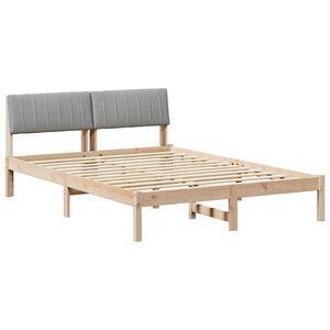 vidaXL S&auml;ngram Brun och ljusgr&aring; 135 x 190 cm Massiv furu