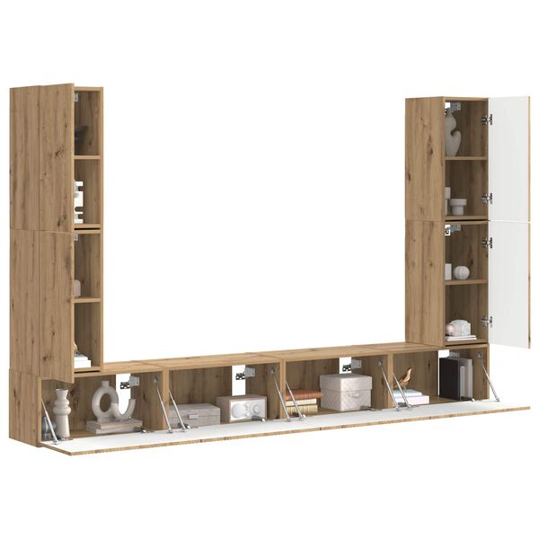 vidaXL TV-b&auml;nkset 8 pcs Artisan Ek Konstruerat tr&auml;