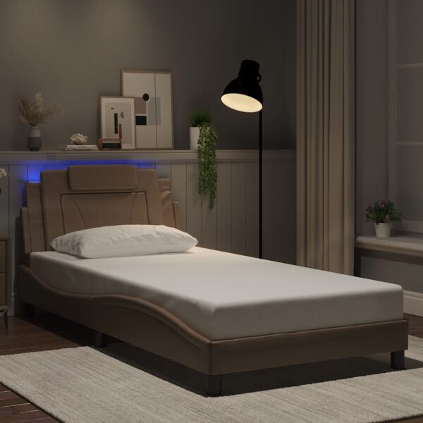 vidaXL Bed Frame "Viana" with LED without Mattress Cappuccino 100x200 cm