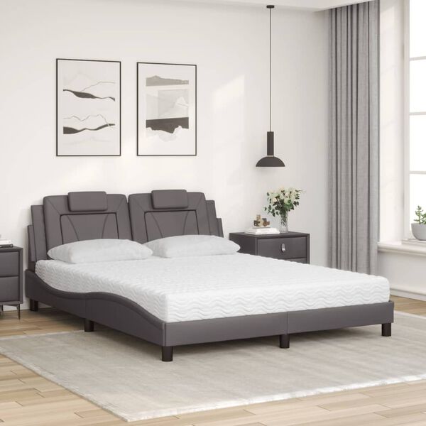 vidaXL Bed "Viana" with Mattress Grey 160x200 cm Faux Leather