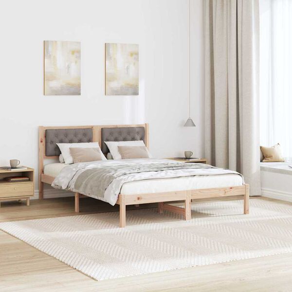 vidaXL S&auml;ngram med huvudgavel Taupe 150 x 200 cm Massiv furu