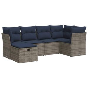 vidaXL Loungegrupp f&ouml;r tr&auml;dg&aring;rden med dynor 6 delar gr&aring; konstrotting