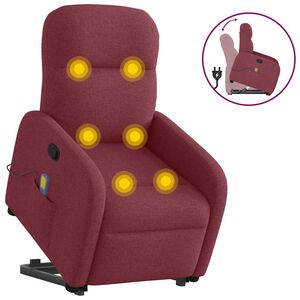 vidaXL Massagef&aring;t&ouml;lj med uppresningshj&auml;lp vinr&ouml;d tyg