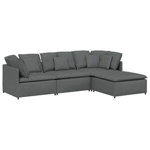 vidaXL Modulsoffa med fotpall och dynor m&ouml;rkgr&aring;