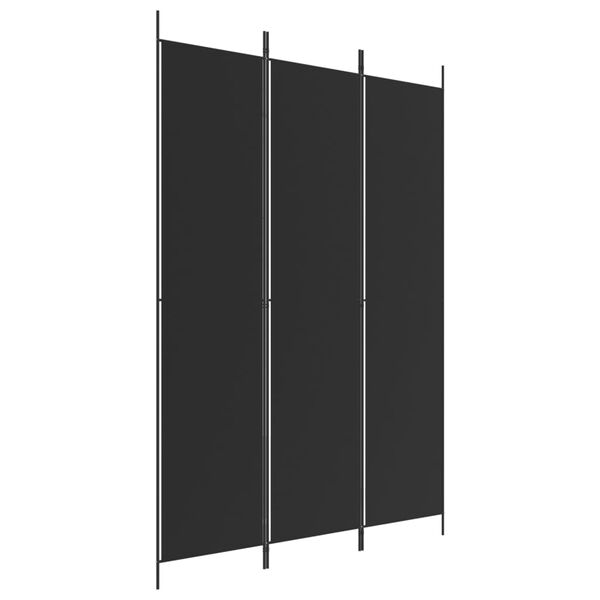 vidaXL Rumsavdelare 3 paneler 150x220 cm svart tyg