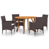 vidaXL Matgrupp f&ouml;r tr&auml;dg&aring;rden 5 delar brun