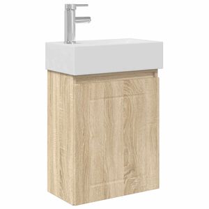 vidaXL Badrumsspegel med kran Sonoma-ek 45,5 x 25,5 x 84 cm