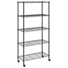 vidaXL F&ouml;rvaringshylla med hjul 5 hyllplan 75x35x155 cm svart 250 kg