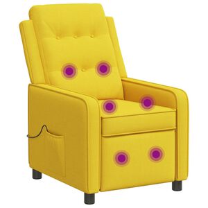 vidaXL Reclinerf&aring;t&ouml;lj med massage Ljus Gul 65 x 93 x 102 cm Tyg
