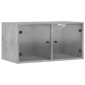 vidaXL Sidosk&aring;p med glasd&ouml;rrar betonggr&aring; 68,5x37x35 cm