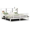 vidaXL S&auml;ng med bokhylla utan madrass vit 180x200cm massiv furu