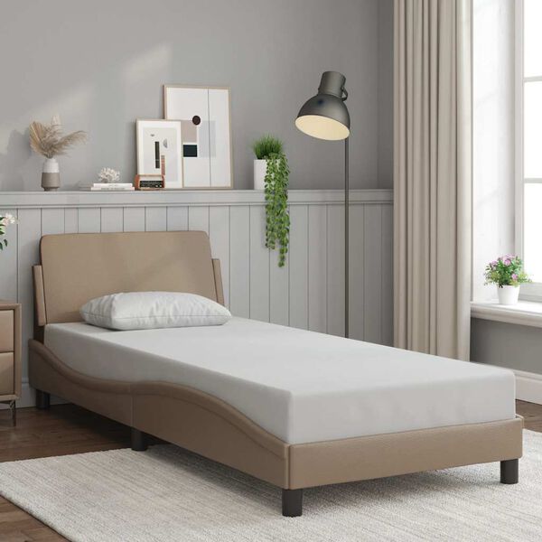 vidaXL Bed Frame "Dover" Cappuccino 90x190 cm Faux Leather