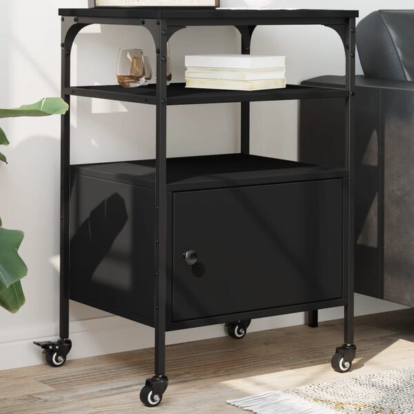 vidaXL Skrivarställ 3 hyllor svart 50x40x76 cm konstruerat trä