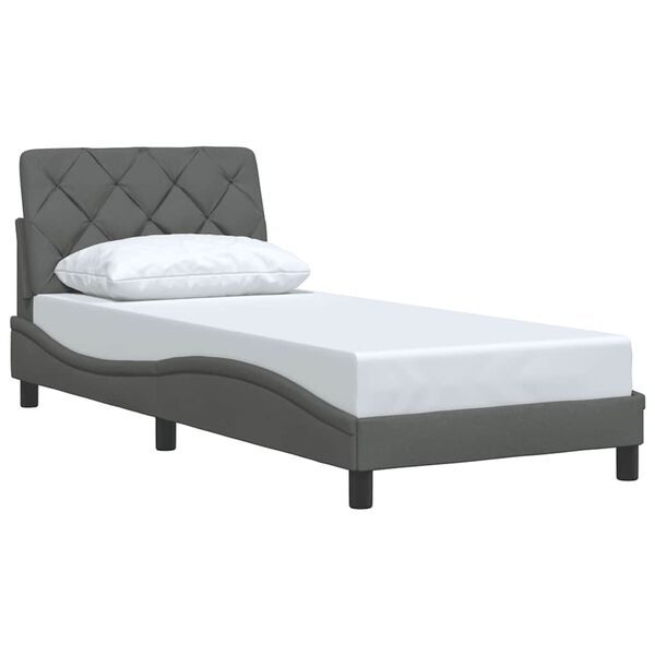 vidaXL Bed Frame without Mattress Dark Grey 90x200 cm Fabric