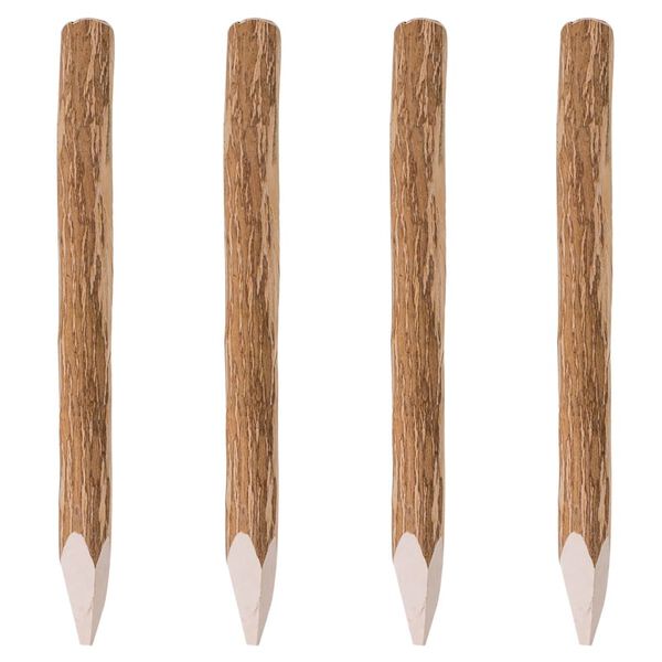 vidaXL Staketstolpar spetsiga 4 st hasseltr&auml; 90 cm