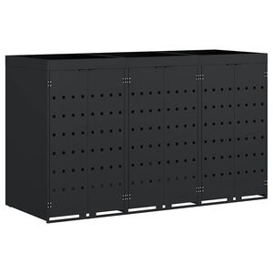 vidaXL F&ouml;rvaring f&ouml;r 3 soptunnor Svart 204 x 77,5 x 121,5 cm