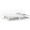 vidaXL Dagb&auml;dd utdragbar vit massiv furu 2x(90x200) cm