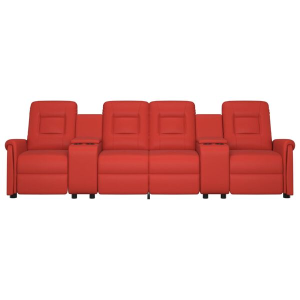 vidaXL 4-sits massagestol med muggh&aring;llare vinr&ouml;d konstl&auml;der