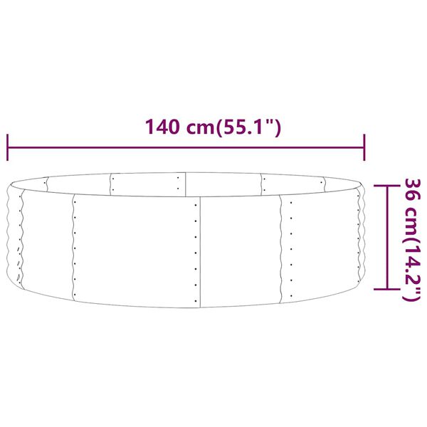 vidaXL Odlingsl&aring;da galvaniserat st&aring;l 140x140x36 cm gr&ouml;n
