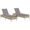 vidaXL Sols&auml;ngar med dynor set 3 delar beige konstrotting