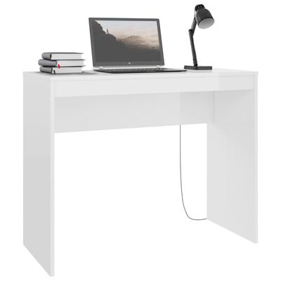 vidaXL Skrivbord vit högglans 90x40x72 cm spånskiva