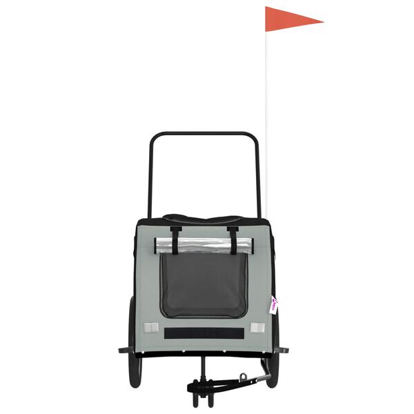 vidaXL Cykelvagn för djur svart och grå oxfordtyg och järn