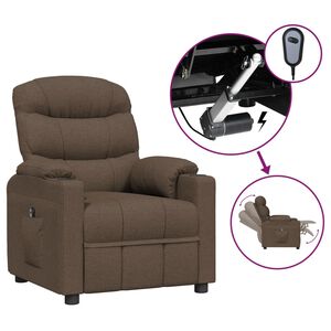 vidaXL Elektrisk reclinerf&aring;t&ouml;lj Brun tyg