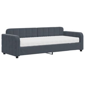 vidaXL Dagb&auml;dd med madrass m&ouml;rkgr&aring; 80x200 cm sammet