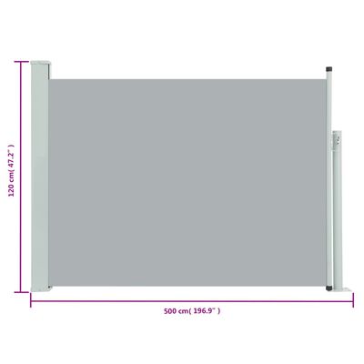 vidaXL Infällbar sidomarkis 117x500 cm grå