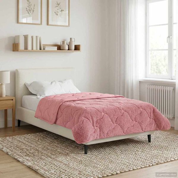 vidaXL Full &Aring;rs-Duvet Rosa 140 x 220 cm Mikrofiber och Teddyfleece