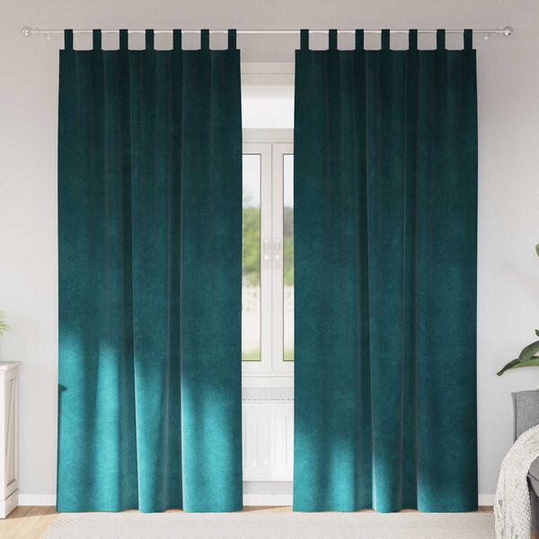 vidaXL M&ouml;rkl&auml;ggningsgardiner 2 pcs M&ouml;rkgr&ouml;n 140 x 225 cm Sammet