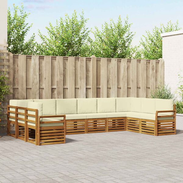 vidaXL Sektionsoffgrupp 10 pcs Naturlig och Gr&auml;dde Massivt Akaciatr&auml;