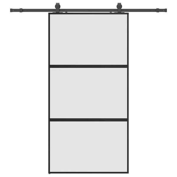 vidaXL Skjutd&ouml;rr med beslag svart 102,5x205 cm h&auml;rdat glas