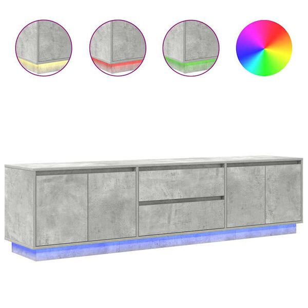 vidaXL TV-b&auml;nk med LED-lampor betonggr&aring; 193,5x41x50 cm