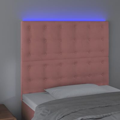 vidaXL Huvudgavel LED rosa 80x5x118/128 cm sammet