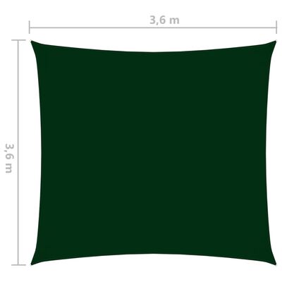 vidaXL Solsegel oxfordtyg fyrkantigt 3,6x3,6 m mörkgrön