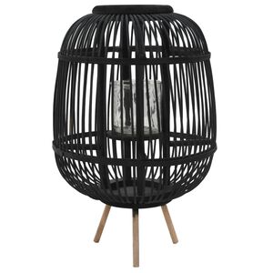 vidaXL Frist&aring;ende ljuslykta bambu svart